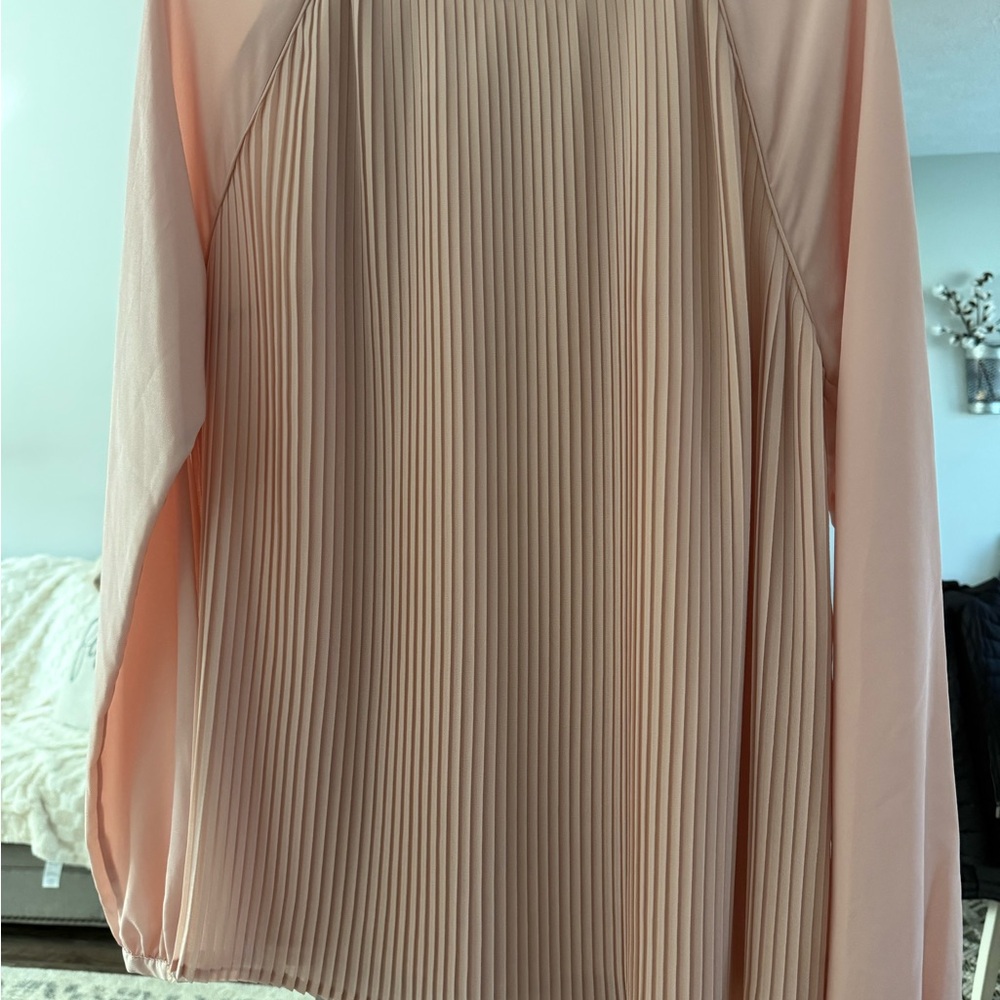 Calvin Klein Women's Blush Pleated Blouse - Picture 5 of 5